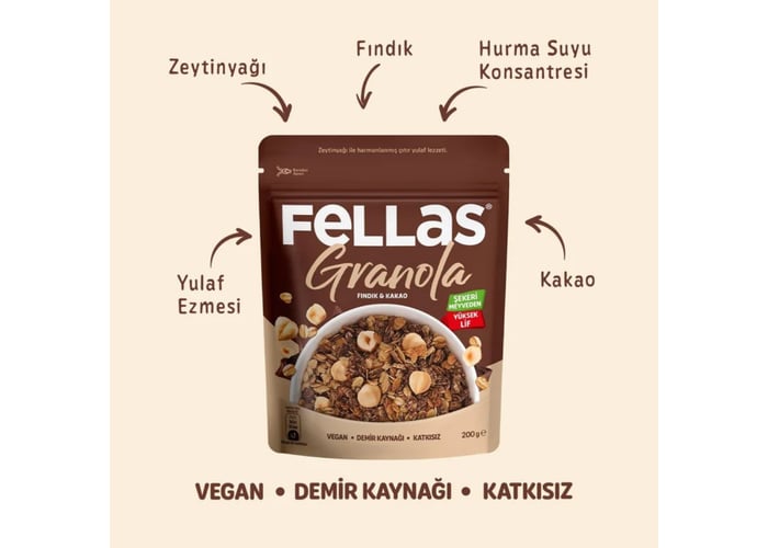 Fındıklı & Kakaolu Granola (200gr) - Fellas