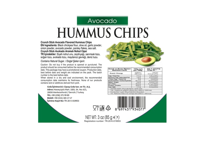 Avokado Aromalı Nohut Cipsi (85gr) - Cipsaş