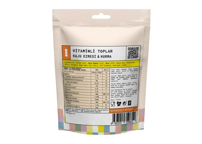 Fındık Ezmeli ve Hurmalı Vitaminli Toplar (80gr) - Fropie