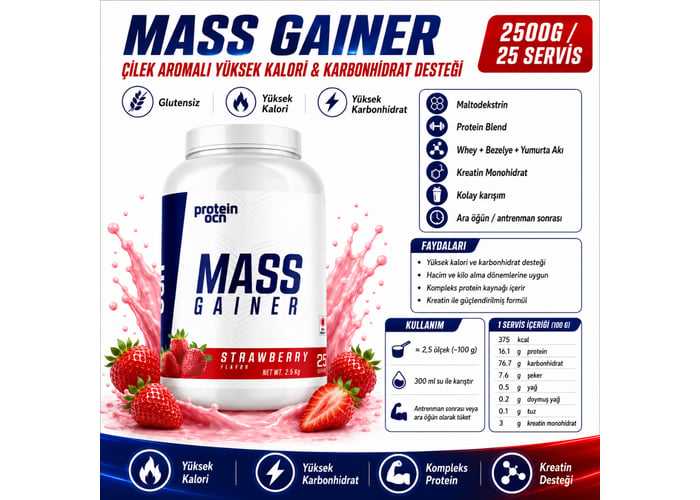 Mass Gainer Çilek (2500gr) - Proteinocean
