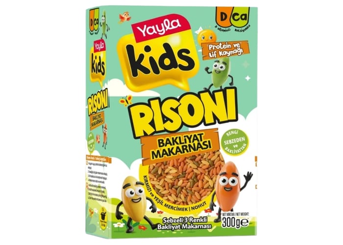 Sebzeli 3 Renkli Risoni Bakliyat Makarnası (Kids, 300gr) - Yayla