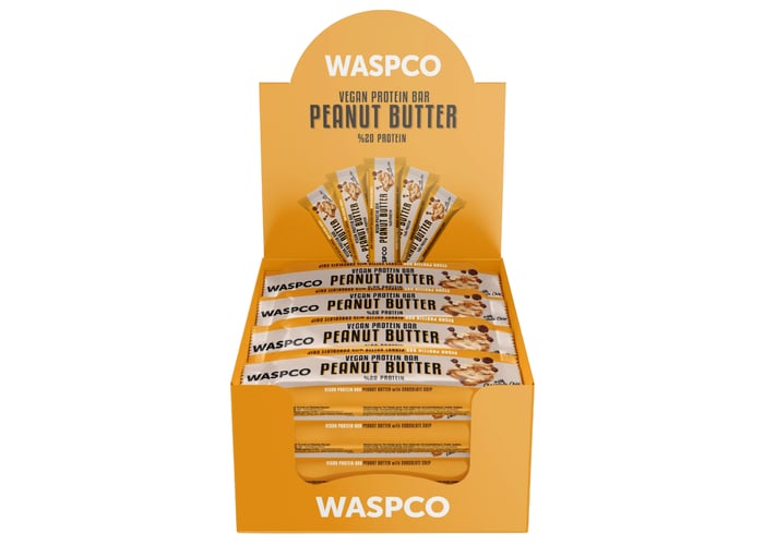 Fıstık Ezmeli Protein Bar (Vegan, 16 adet x 40gr) - Waspco