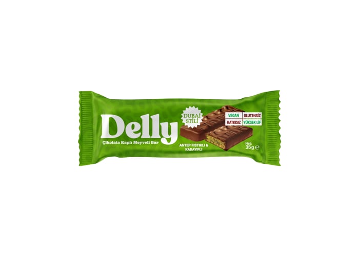 Çikolata Kaplı Antep Fıstıklı & Kadayıflı Meyveli Bar (35gr) - Delly