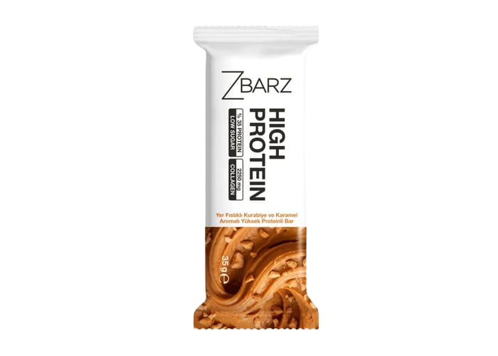 Yer fıstıklı Kurabiye ve Karamel Aromalı Yüksek Proteinli Bar (35gr) - Zbarz