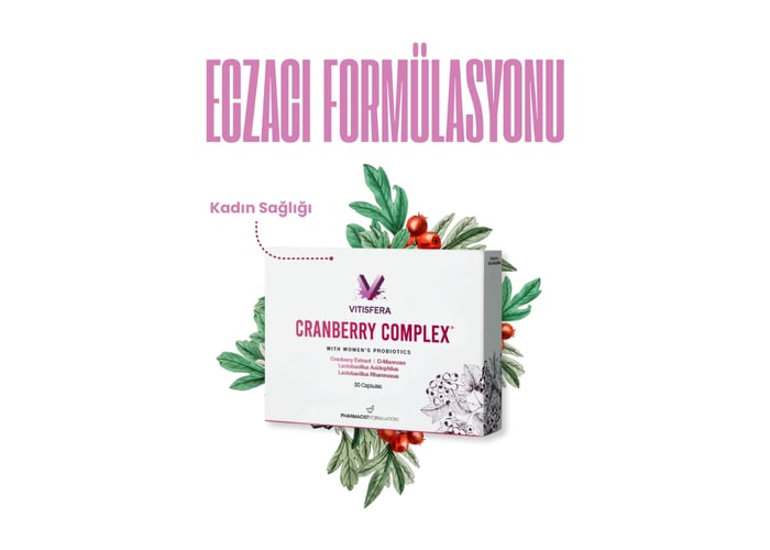 Cranberry Complex - Turna Yemişi Ekstresi, D-mannoz, Probiyotik (30 kapsül) - Vitisfera