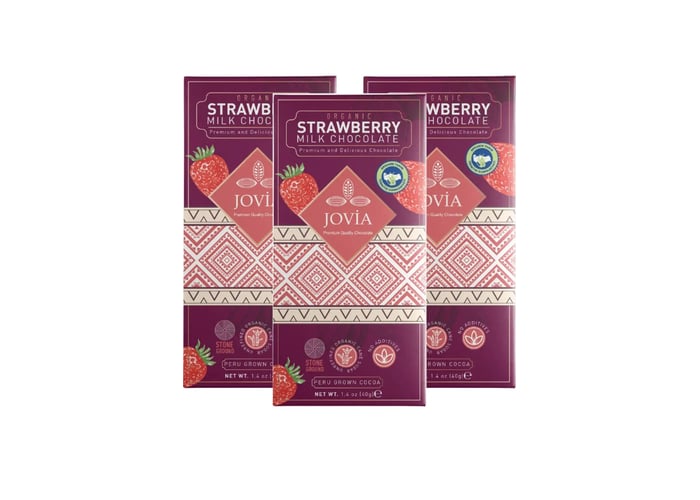 Organik Sütlü Çikolata (Çilekli, 3 adet x 40gr) - Jovia