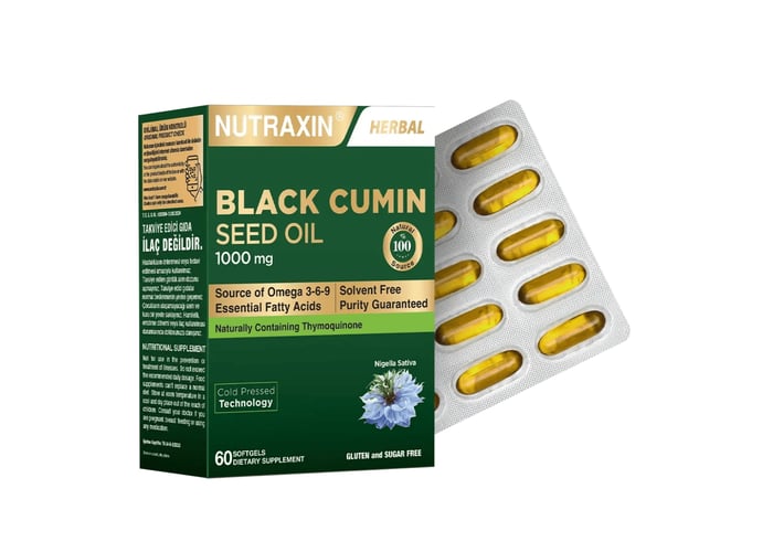Çörek Otu Yağı (1000mg, 60 kapsül) - Nutraxin