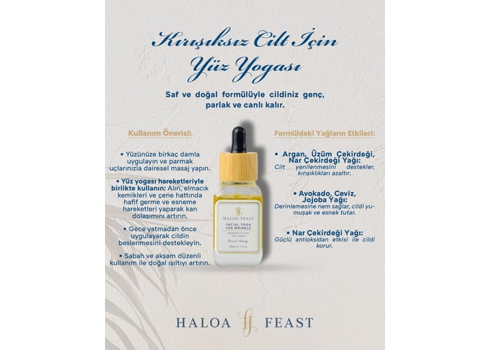 Kırışıksız Cilt İçin Yüz Yogası Yağı (30ml) - HALOA FEAST