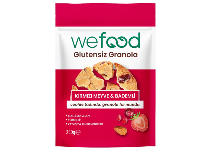Kırmızı Meyve ve Bademli Granola (Glutensiz, 250gr) - Wefood