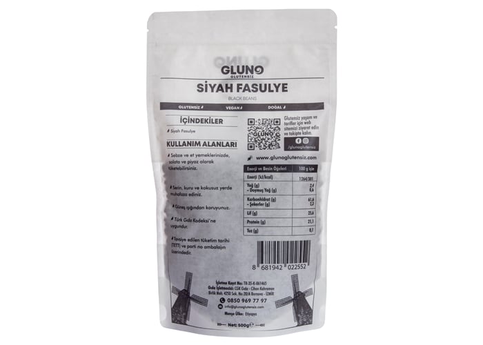 Siyah Fasulye (Glutensiz, 500gr) - Gluno