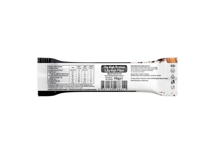 Bademli ve Kakaolu Yüksek Protein Bar (45gr) - Fellas