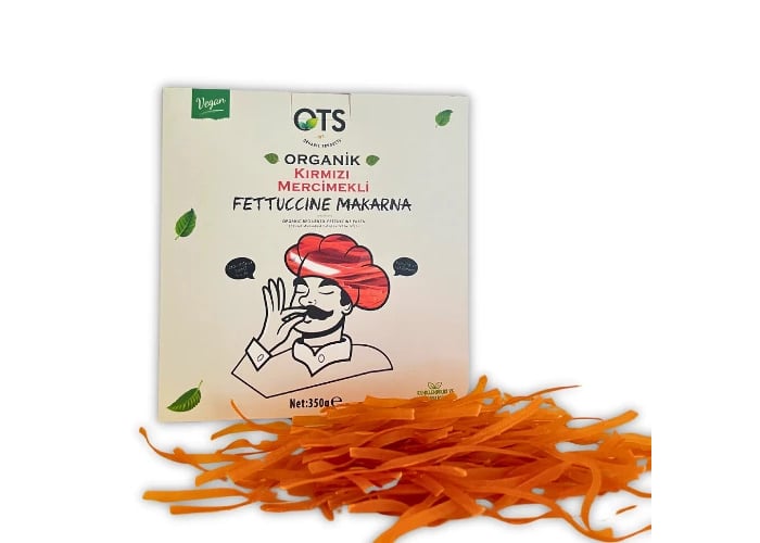 Organik Kırmızı Mercimekli Fettuccine Makarna (350gr) - OTS Organik