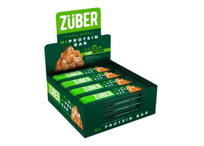 Züber Fıstık Ezmeli Vegan Yüksek Proteinli Bar (12 adet x 45gr)
