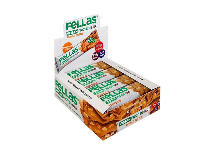 Yer Fıstığı Ezmeli Protein Bar (Glutensiz, 12 adet x 40gr) - Fellas