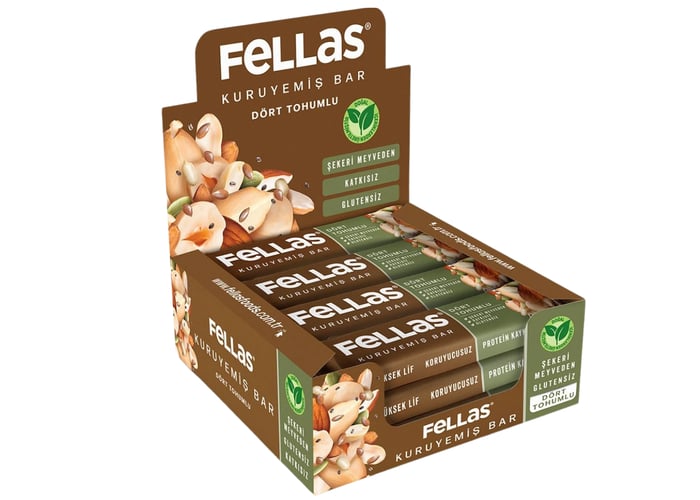 Dört Tohumlu Kuruyemiş Bar (12 adet x 30gr) - Fellas