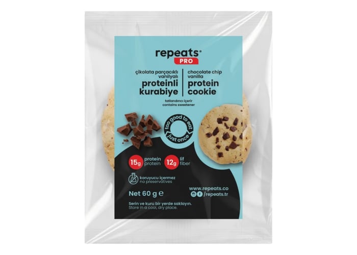 Pro Çikolata Parçacıklı Vanilyalı Cookie (60gr) - Repeats