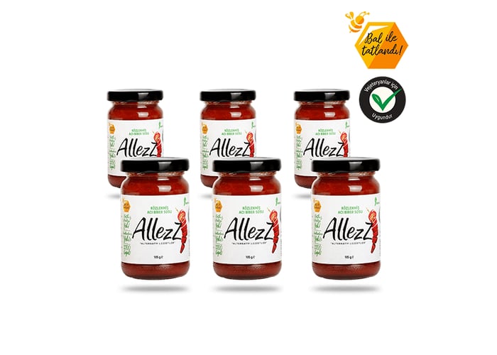 Közlenmiş Acı Biber Sosu (Normal Acı - Mild, 6 Adet x 105gr) - Allezz