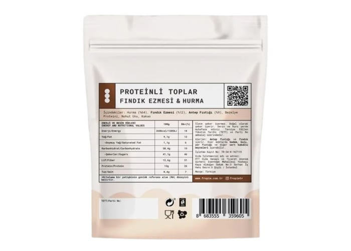Fındık Ezmeli ve Hurmalı Protein Topları (80gr) - Fropie