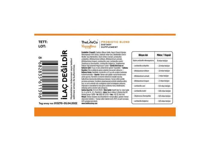 Happyflora Probiyotik Takviye Edici Gıda (30 kapsül) - Thelifeco