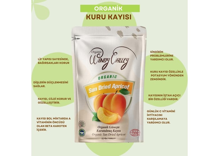 Organik Kuru Kayısı (150gr) ve Organik Kuru İncir (150gr) - Windy Valley