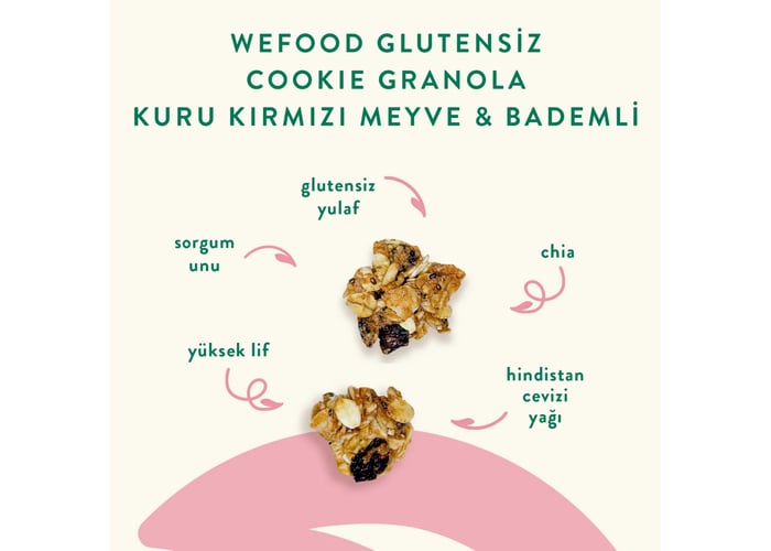 Kırmızı Meyve ve Bademli Granola (Glutensiz, 250gr) - Wefood