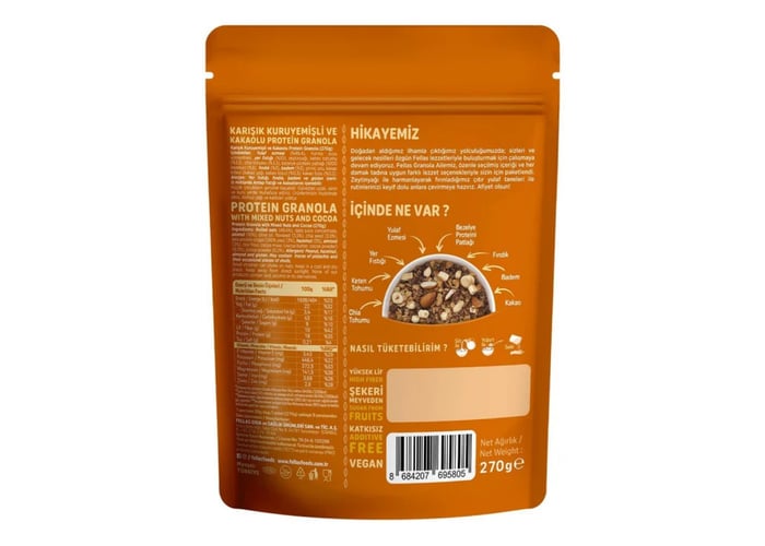 Karışık Kuruyemiş Kakao Protein Granola (270gr) - Fellas