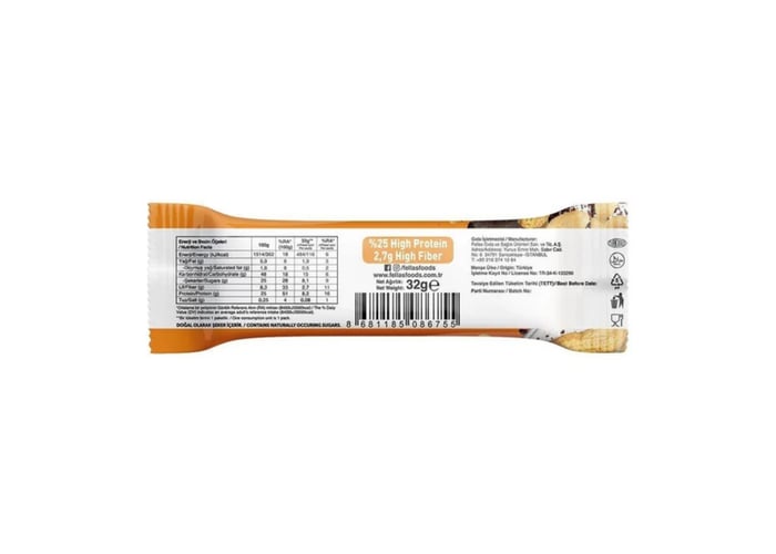 Yer Fıstıklı ve Kakaolu Protein Bar (32gr) - Fellas