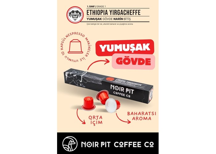 Ethiopia Yırgacheffe Kapsül Kahve (Nespresso Uyumlu, 60 adet) - Noir Pit Coffee