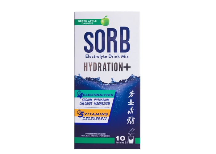 Electrolyte Drink Mix - Elektrolit, Vitamin ve Mineral Yeşil Elmalı (10 saşe) - Sorb