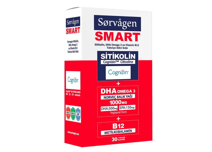 Smart Sitikolin DHA Omega 3 ve B12 (30 kapsül) - Sorvagen