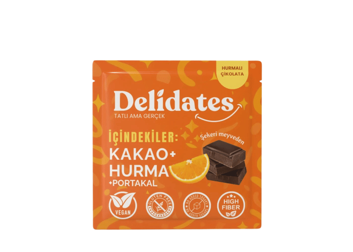 Portakallı Hurmalı Bitter Çikolata (40gr) - Delidates