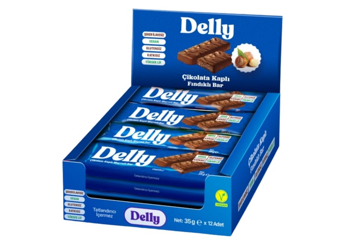 Çikolata Kaplı Fındıklı Meyveli Bar (12 adet x 35gr) - Delly