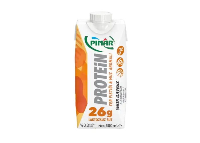 Pınar Yer Fıstıklı ve Muz Aromalı Protein Süt (500ml)