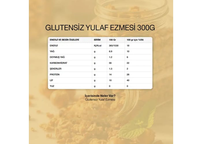 Foods Yulaf Ezmesi (Glutensiz, 300gr) - Mom’s Natural