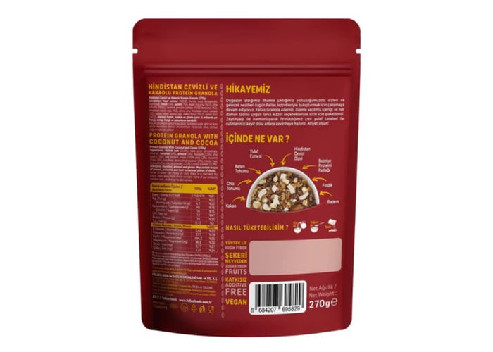 Hindistan Cevizi & Kakaolu Protein Granola (Vegan, 270gr) - Fellas