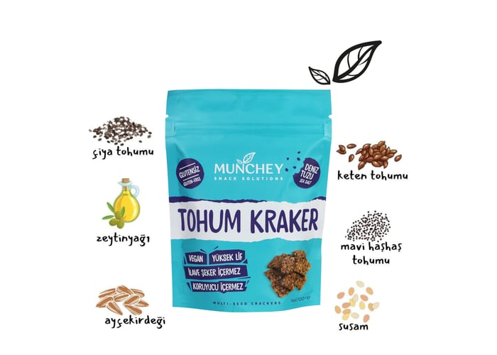 Deniz Tuzlu Tohum Kraker (12 adet x 100gr) - Munchey Food