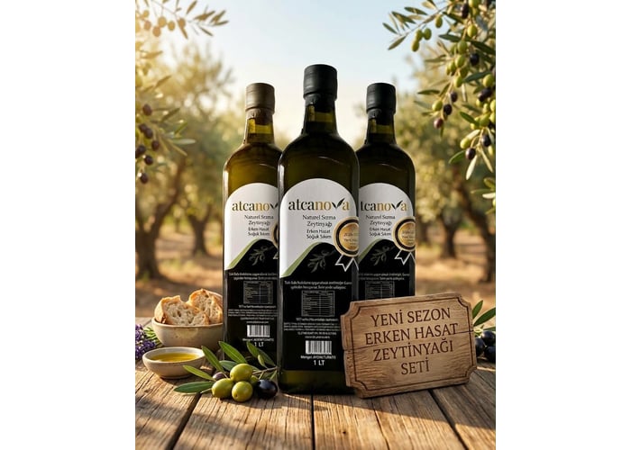 Naturel Sızma Erken Hasat Soğuk Sıkım Zeytinyağı (1lt  x 3 adet) - AtcaNova