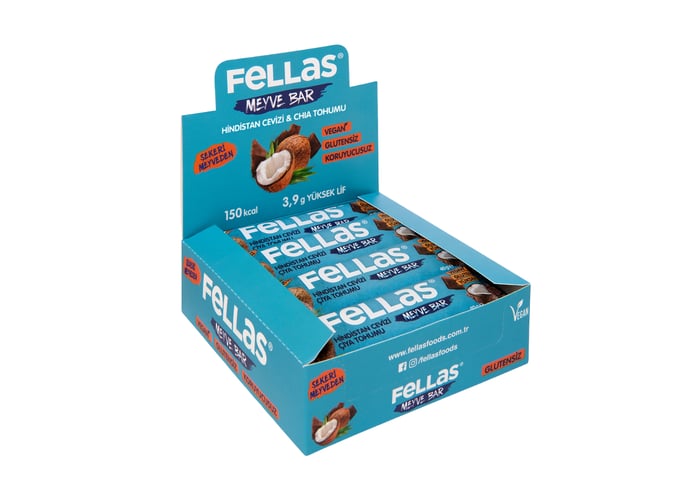 Chia ve Hindistan Cevizli Vitamin Meyve Bar (12 adet x 40gr) - Fellas