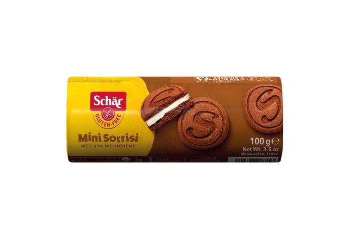 Mini Sorrisi Kaymaklı Çikolatalı Bisküvi (Glutensiz, 100gr) - Schar