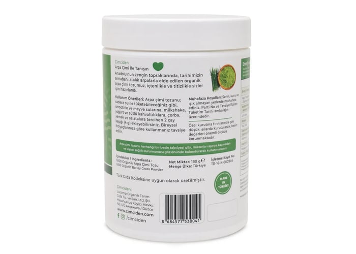 Organik Arpa Çimi Tozu (180gr) - Çimciden