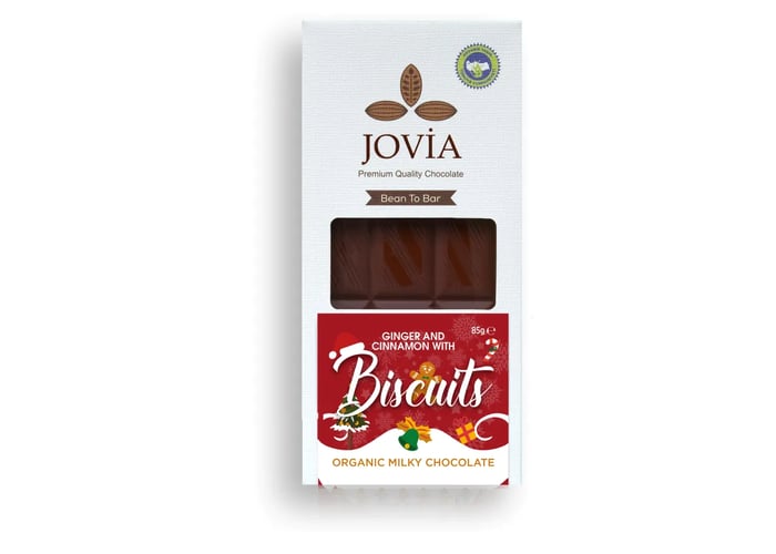 Organik Zencefilli ve Tarçınlı Bisküvi Çikolata (85gr) - Jovia