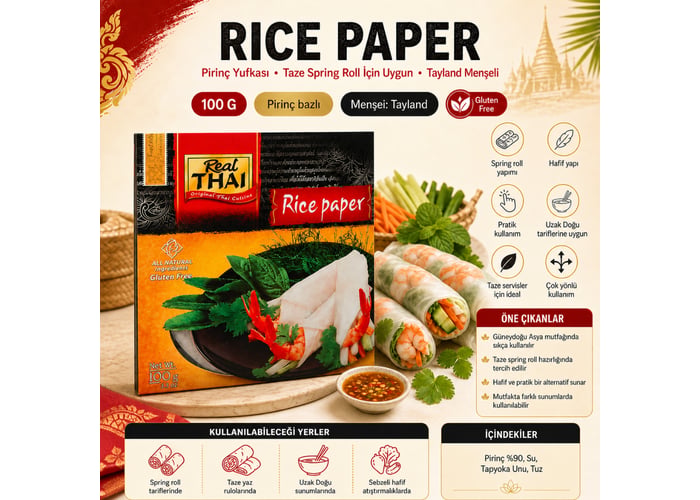 Pirinç Yufkası (22cm, 100gr) - Real Thai