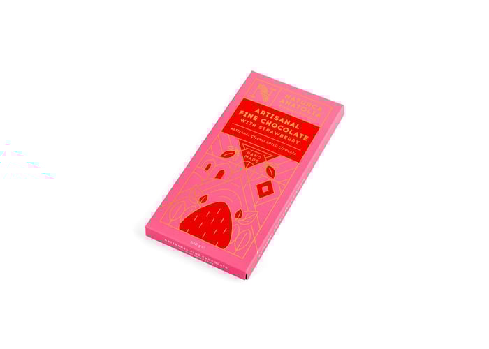 Artizanal Çilekli Sütlü Tablet Çikolata (100gr) - Naturca