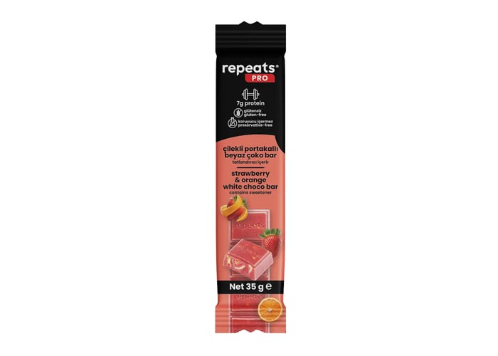 Proteinli, Çilekli ve Portakallı Çoko Bar (35gr) - Repeats