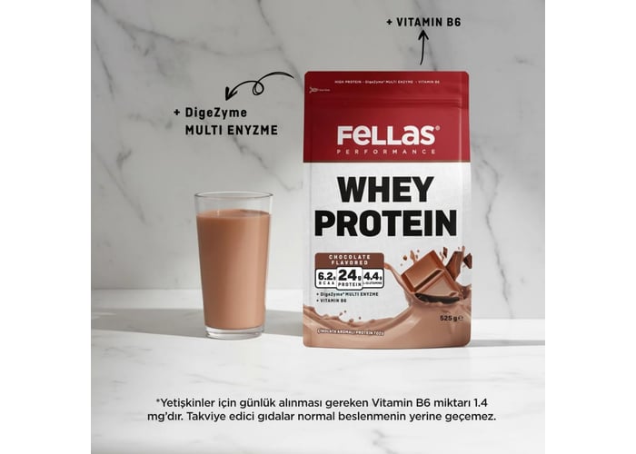Çikolata Aromalı Whey Protein Tozu (525gr) - Fellas