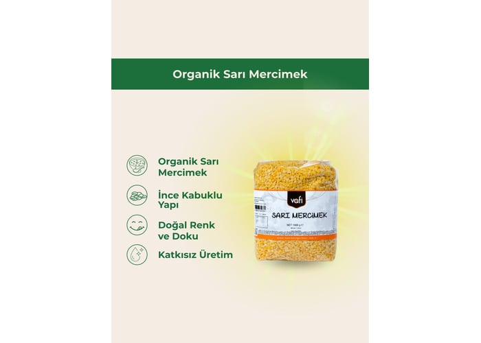 Organik Sarı Mercimek (500gr) - Vafi
