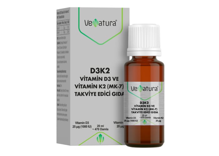 Vitamin D3 Ve K2 (Menaquinon 7) Takviye Edici Gıda (20ml) - Venatura