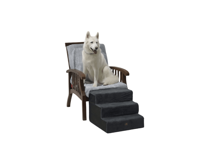 Holidog Ortopedik Basamaklı Fermuarlı Kedi ve Köpek Merdiveni (Siyah , L)