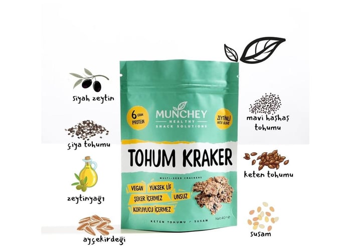 Zeytinli ve Bol Tohumlu Kraker (Katkısızdır, 40gr) - Munchey Food
