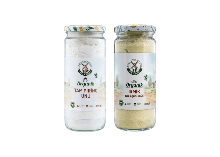Mill & More Organik Tam Pirinç Unu (320gr) ve Organik Bebek İrmiği (330gr) Seti